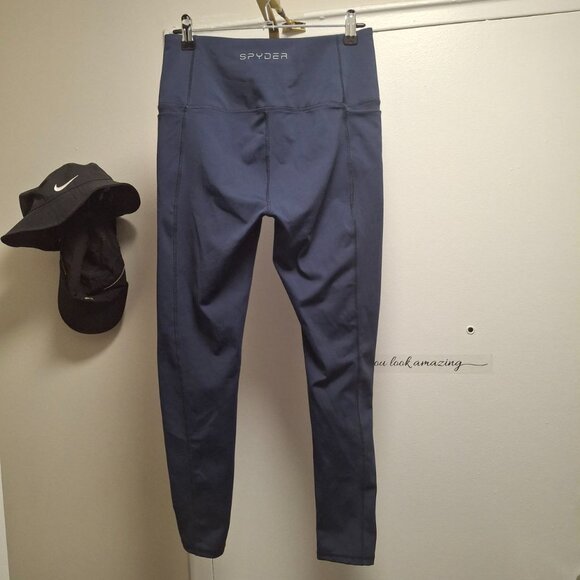 Spyder Navy Blue High-Waist Performance Leggings Sz M with Side Pockets - Picture 5 of 6